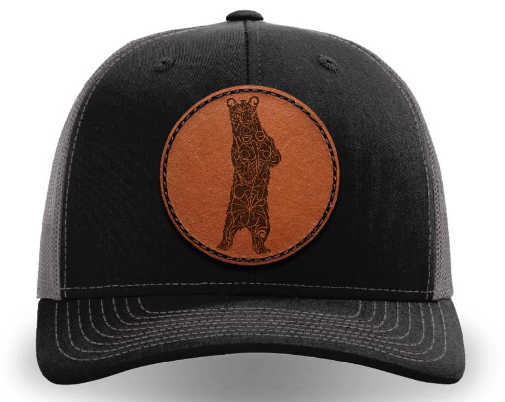 Leather Patch Hat - Black Bear - Tribewear Outdoors