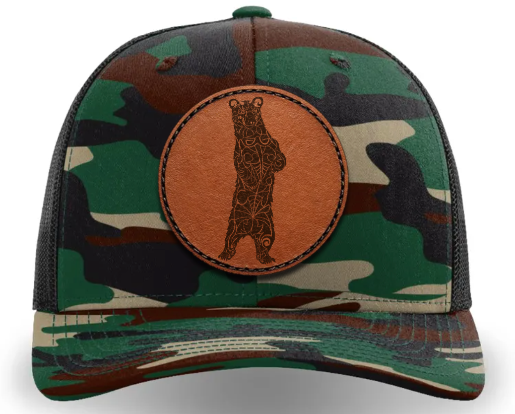 Leather Patch Hat - Black Bear