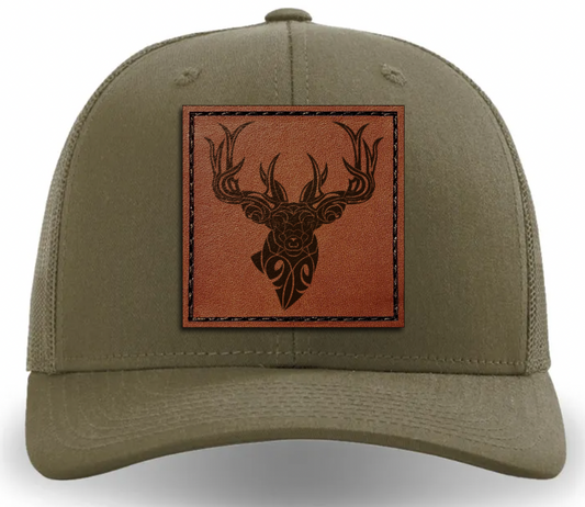 Leather Patch Hat - Whitetail Deer