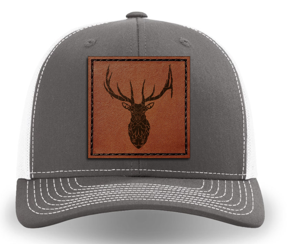 STAG HEAD DEER HUNTING RICHARDSON LEATHER PATCH HAT