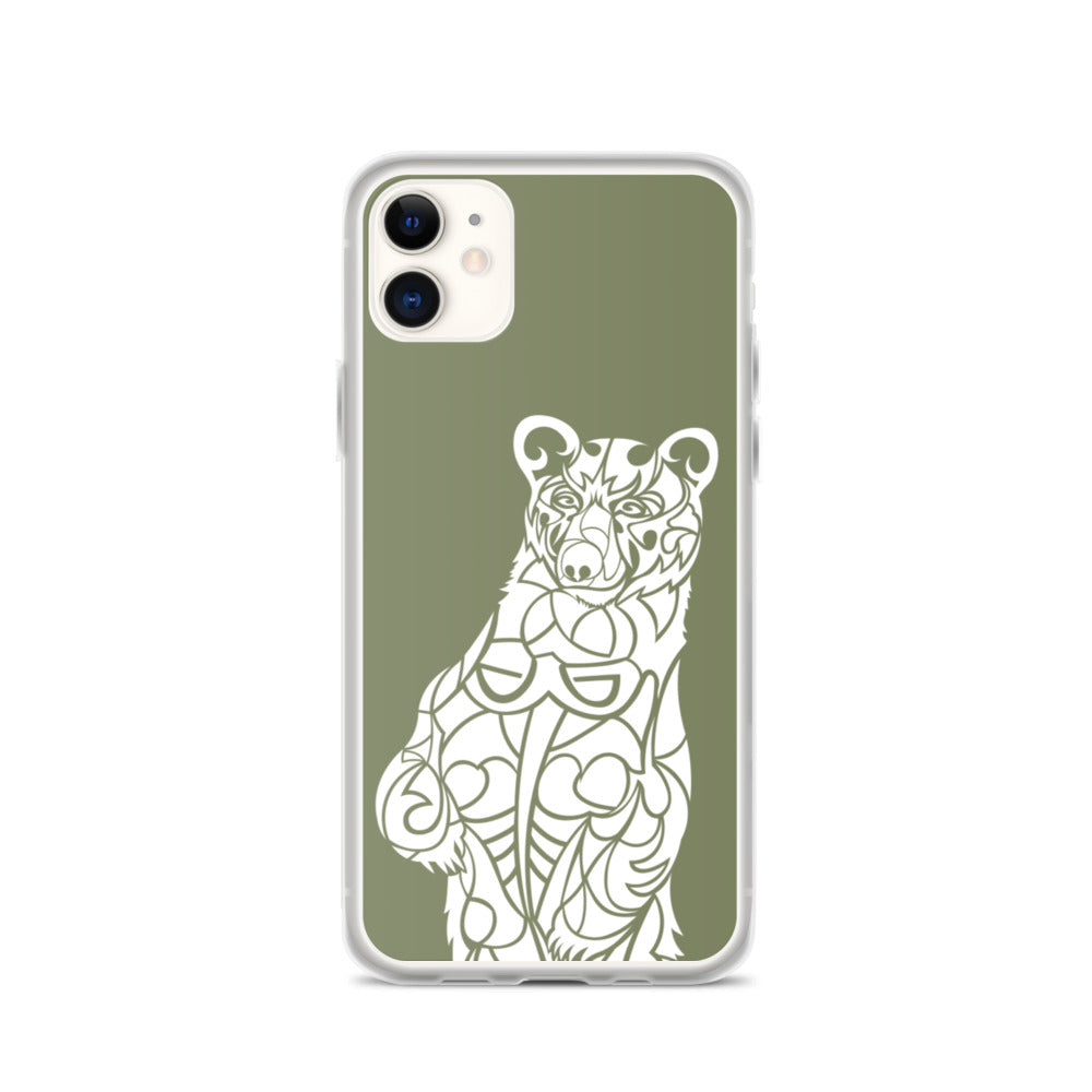 iPhone Case - Black Bear - Forest Green