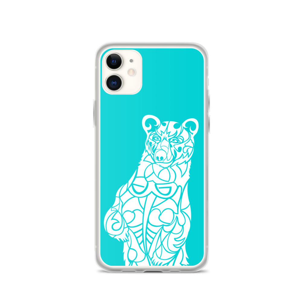 iPhone Case - Black Bear - Turquoise