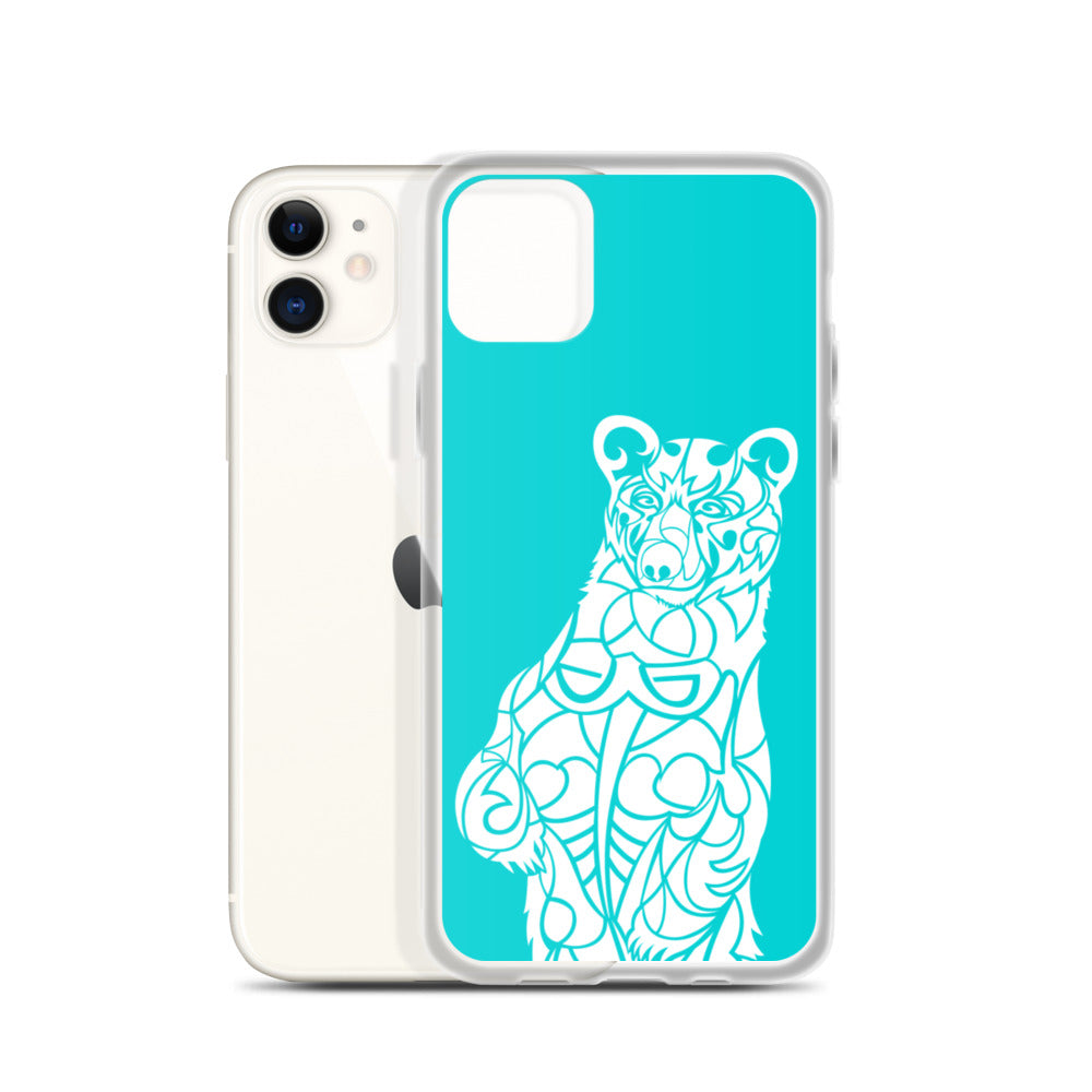 iPhone Case - Black Bear - Turquoise