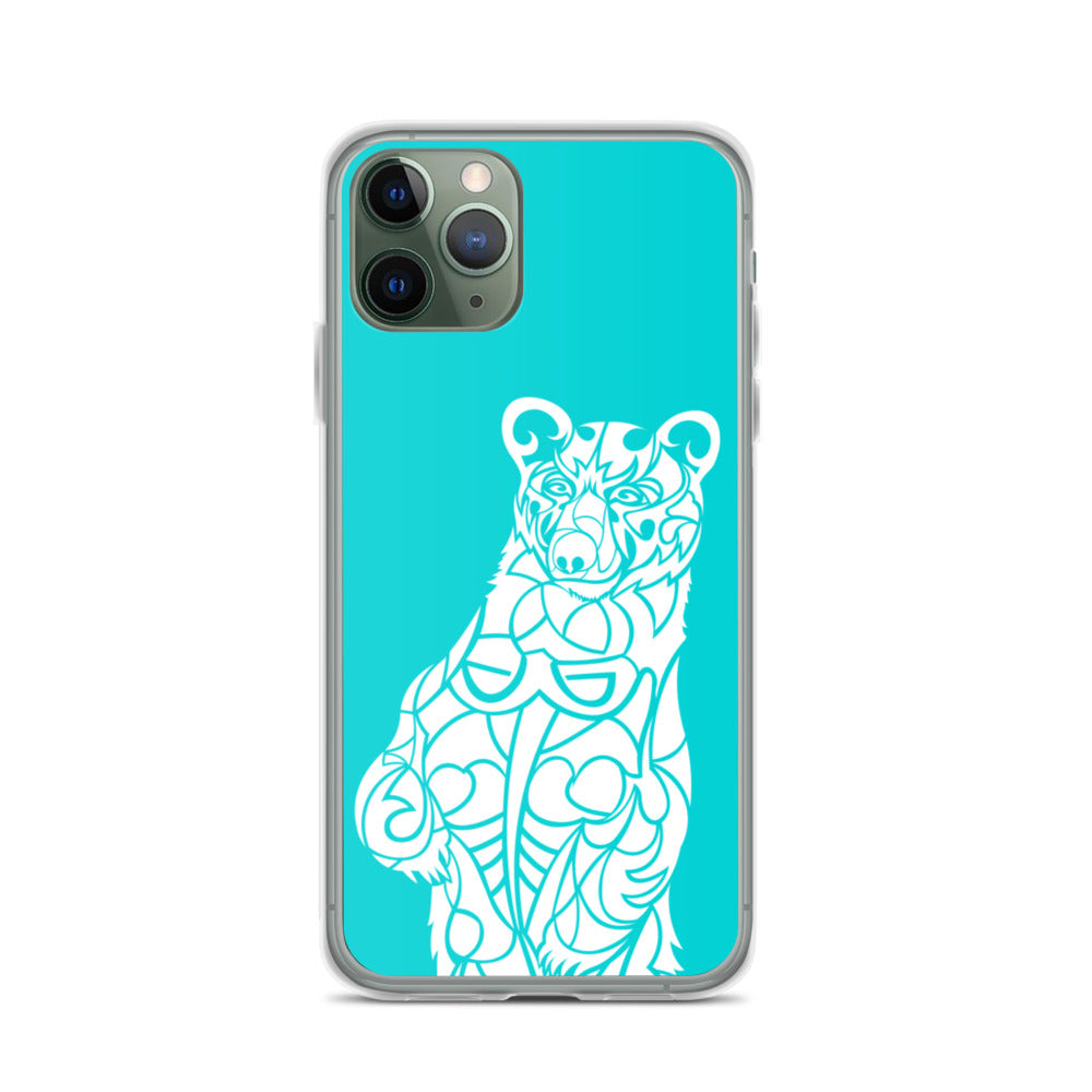 iPhone Case - Black Bear - Turquoise