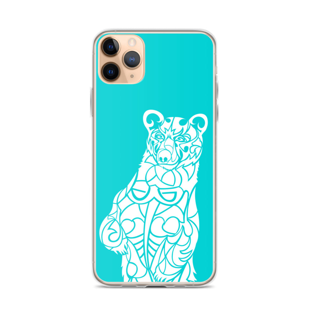 iPhone Case - Black Bear - Turquoise