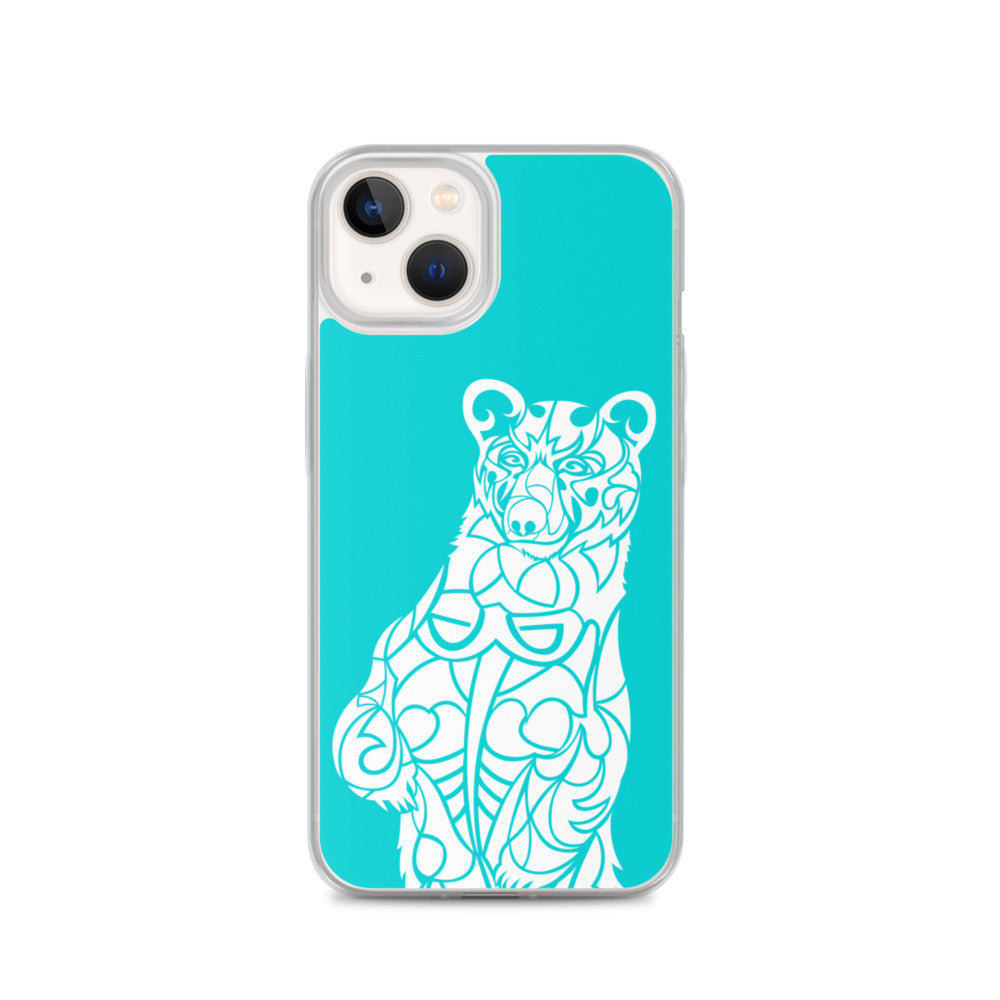 iPhone Case - Black Bear - Turquoise