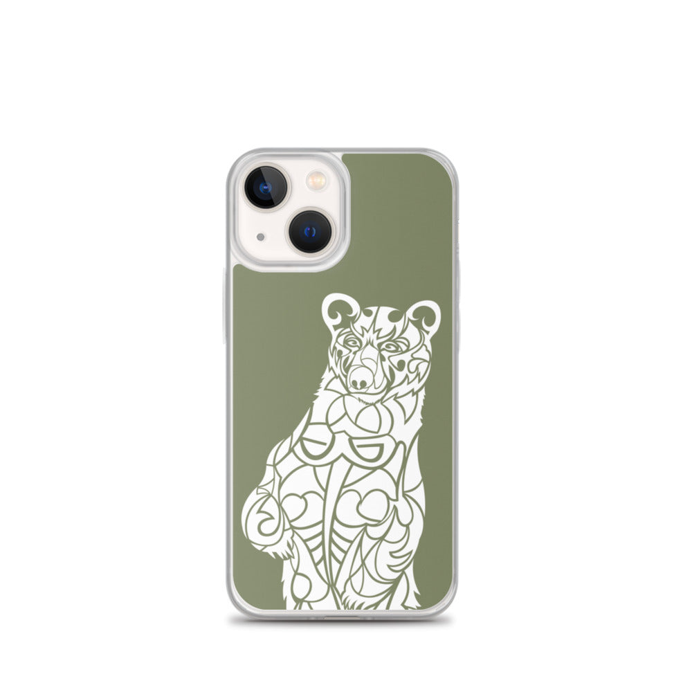 iPhone Case - Black Bear - Forest Green