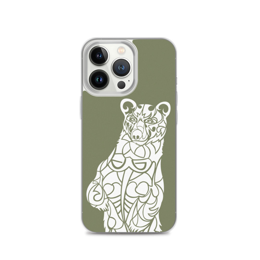 iPhone Case - Black Bear - Forest Green