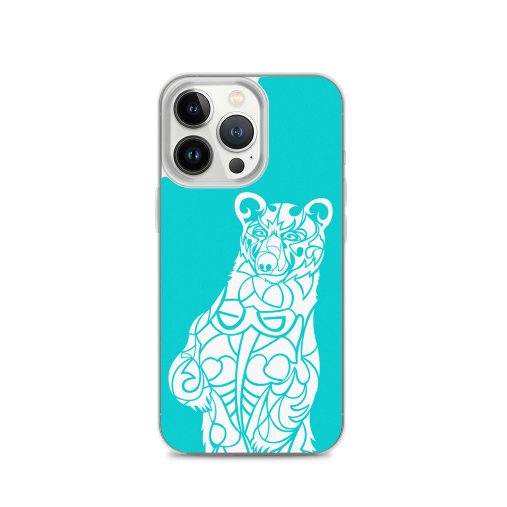 iPhone Case - Black Bear - Turquoise