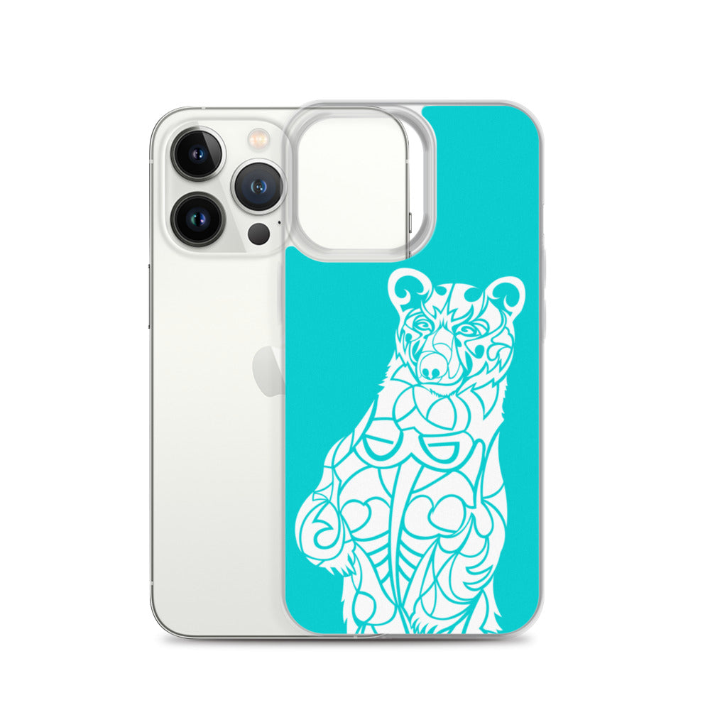 iPhone Case - Black Bear - Turquoise