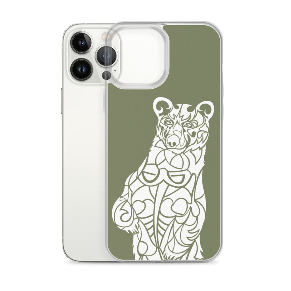 iPhone Case - Black Bear - Forest Green