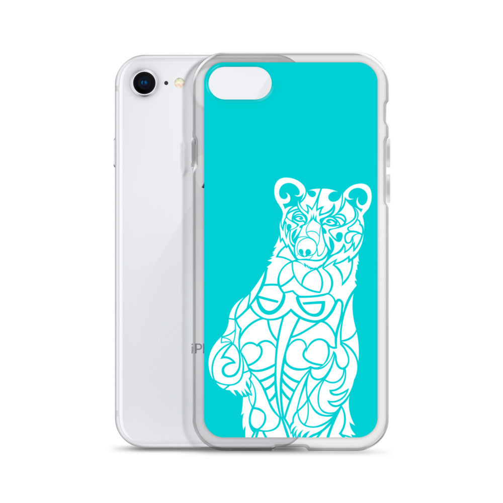 iPhone Case - Black Bear - Turquoise