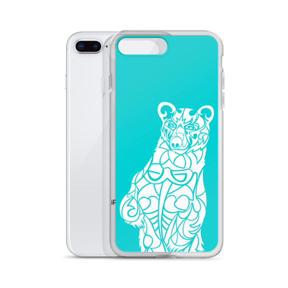 iPhone Case - Black Bear - Turquoise