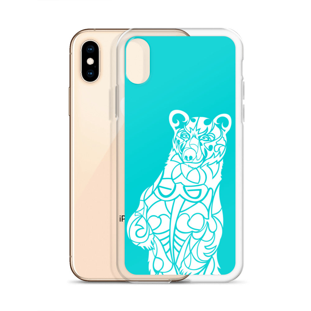 iPhone Case - Black Bear - Turquoise