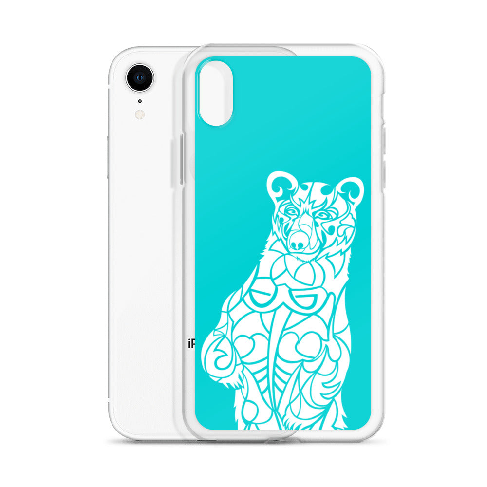 iPhone Case - Black Bear - Turquoise