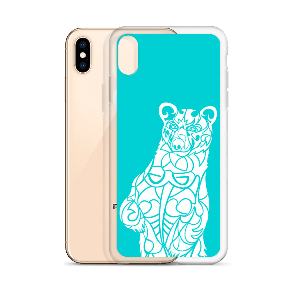 iPhone Case - Black Bear - Turquoise